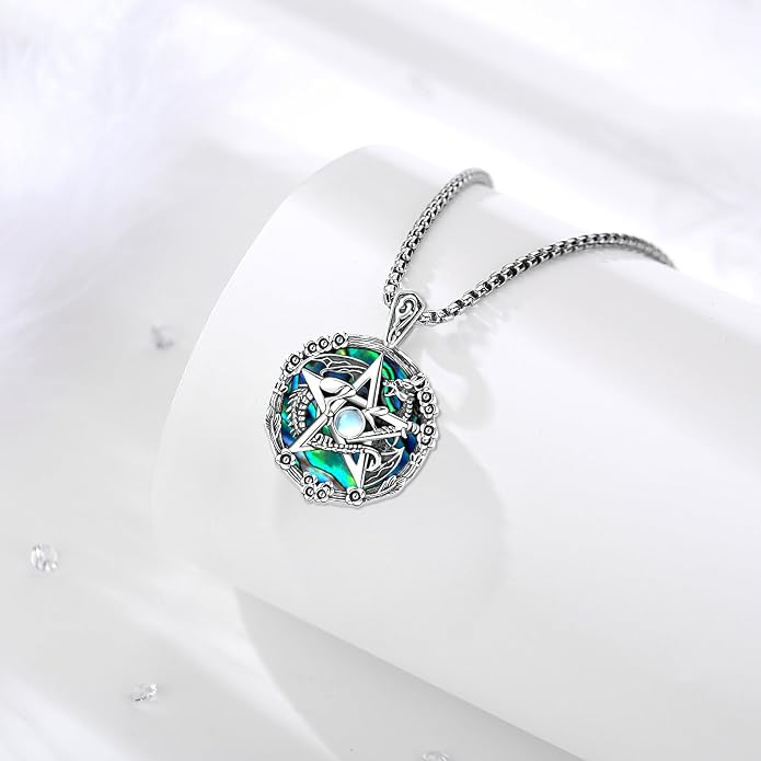 Pentagram/Celtic Knot/Witches Knot/Santa Muerte/Triple Moon Goddess/Baphomet/Hecate Necklace Sterling Silver Magic Wiccan Amulet Pagan Jewelry for Women Men