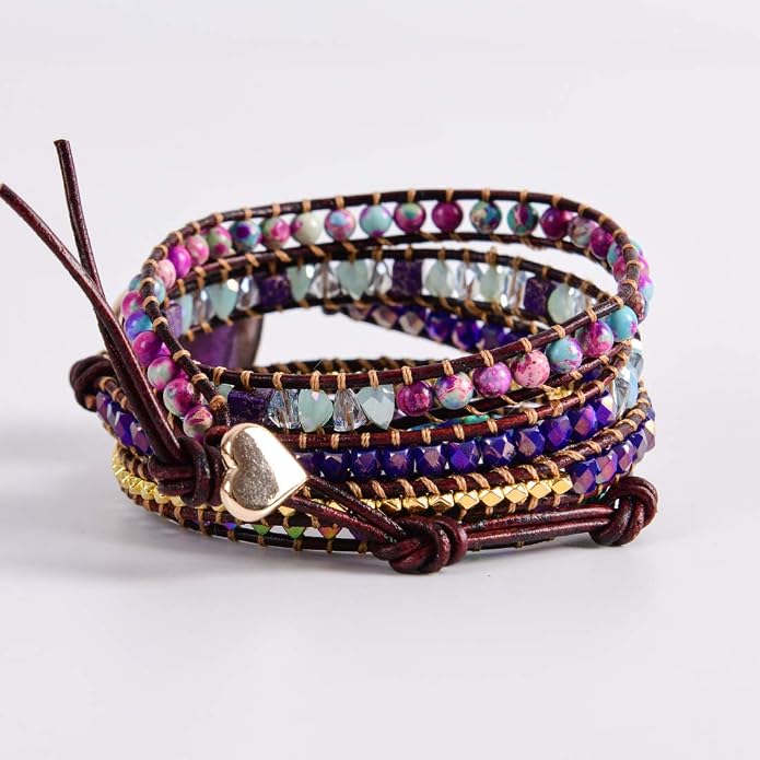 YGLINE Natural Stone Bracelet 3 Wraps Bracelet Handmade Boho Bracelet for Women Bracelet