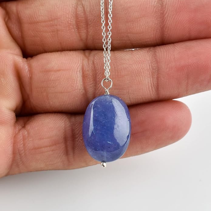 Natural Gemstone Dainty Pendant Necklace for Women Handmade Crystal Jewelry 925 Sterling Silver 18 Inch Chain Healing Chakra Christmas Birthday Gift for Her