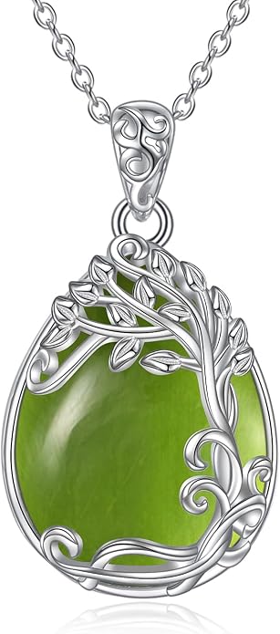 YAFEINI 925 Sterling Silver Moonstone Necklace Filigree Teardrop Pendant Necklace Jewelry for Women Girls