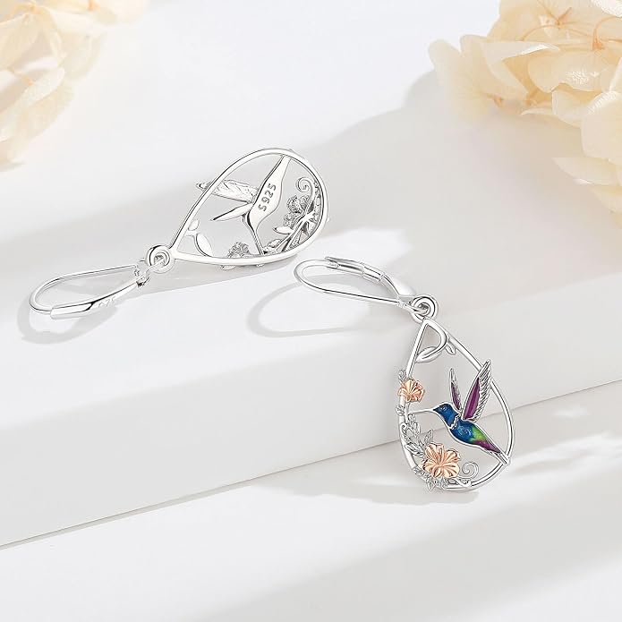 Vito 925 Sterling Silver Teardrop Earrings for Women, Moonstone Turquoise Drop Dangle Earrings Cat Snake Turtle Tree of Life Leverback Earrings Boho Jewelry Gift for Mom Wife