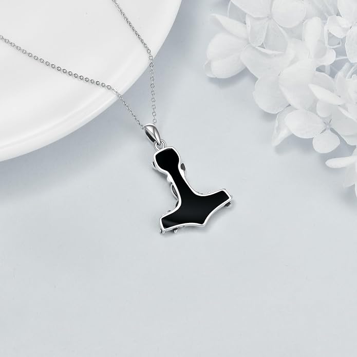 Thor Hammer Necklace 925 Sterling Silver Mjolnir Tree of Life Pendant Necklace Viking Vegvisir Jewelry for Women wife Mom