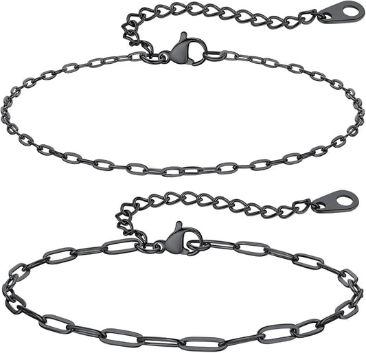 ChainsPro Stainless Steel Waterproof Anklet for Women, Adjustable Non Tarnish Layered Anklets, Trendy Dainty Cuban Link Ankle Bracelet Beach Jewelry Gifts for Swimming & Daily Wear (8.5+2 inches)