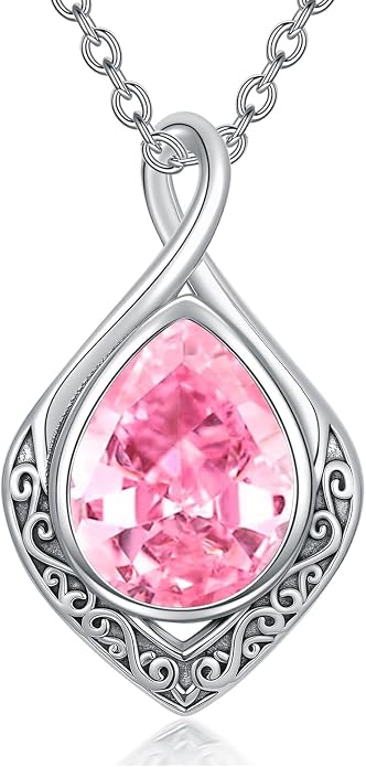 PELOVNY Celtic Knot Necklaces for Women 925 Sterling Silver Gemstone/Birthstone Teardrop Infinity Necklace Irish Celtic Pendant Jewelry Gifts for Mom Daughter Wife