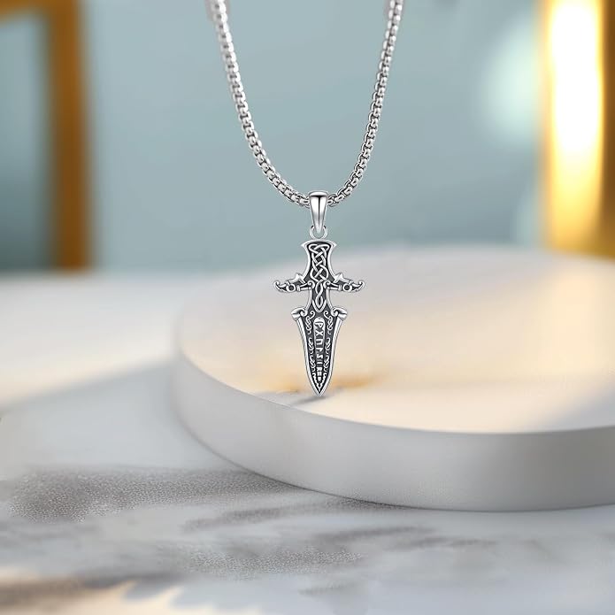 Thors Hammer Necklace/Viking Tree of Life/Valknut/Vegvisir/Triskelion/Sword/Spear Point Arrowhead/Urn Necklace for Ashes/Compass Necklace 925 Sterling Silver Amulet Jewelry for Men Women