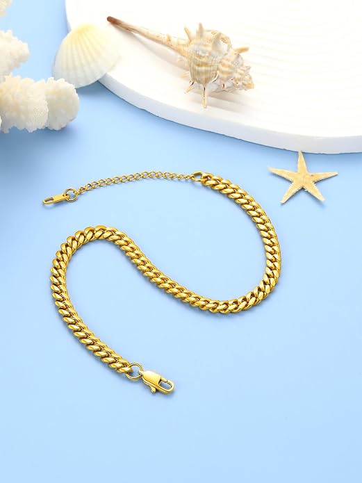 FaithHeart Waterproof Ankle Bracelets for Women, 1/2/3Pcs Non Tarnish Stainless Steel Layered Anklet Set Paperclip Figaro Cuban Link Chain Dainty Summer Beach Jewelry Gift Adjustable Size
