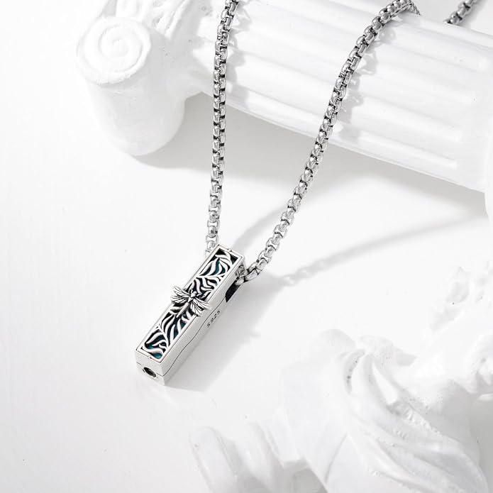 925 Sterling Silver Memorial Jewelry Urn Necklaces for Ashes, Photo Locket Necklace that Holds Picture