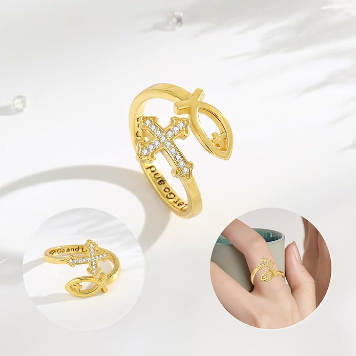 Vito 925 Sterling Silver Adjustable Open Spoon Ring for Women Men, Lotus Sunflower Snake Spoon Band Rings Feather Hug Witches Knot Inspirational Jewelry Gift for Wife