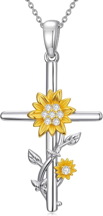 HPQQ Cross Necklace 925 Sterling Silver Turquoise Tree of Life Celtic Knot Cross Pendant Jewelry Mother's Day Gifts for Women