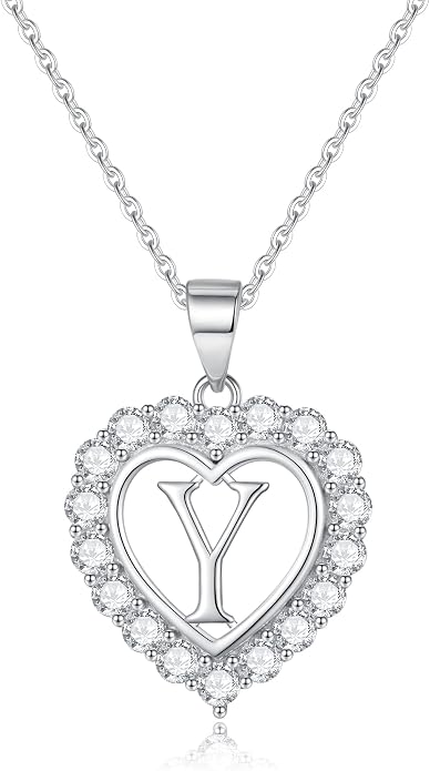 Infinity Heart Necklaces for Women, S925 Sterling Silver Initial Necklace Womens Jewelry Mothers Day Gifts Girls Valentines Gifts for Her Christmas Birthday Gifts for Women Mom Wife Girlfriend