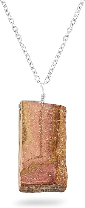Natural Raw Gemstones Pendant Necklace, Rough Stones Dainty Jewelry, Handmade Bohemian Jewelry, Silver Plated Chain, Healing Crystals, Christmas Gift for Women