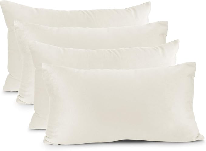 Nestl Throw Pillow Covers, Cozy Velvet Decorative Pillow Covers 12 x 20 Inches, Soft Solid Couch Pillow Covers for Sofa, Bed and Car, Set of 4 - Off White