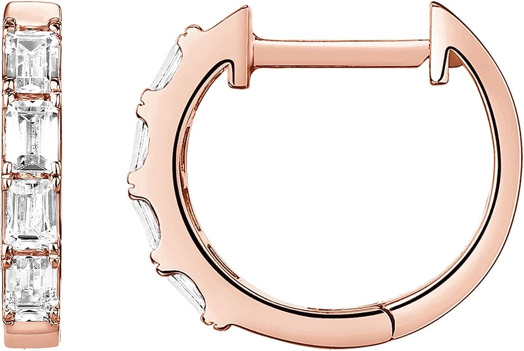 PAVOI 14K Gold Plated Huggie Earrings for Women - Gold Earrings Hoops with Heart Shaped Cubic Zirconia - Hypoallergenic Cartilage Trendy Fashion Huggie Hoop - Dainty Romantic Everyday Jewelry