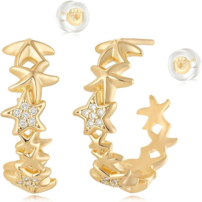 MYEARS Women Hoop Earrings Gold 14K Gold Filled Small Simple Handmade Hypoallergenic Everyday Illusion Jewelry