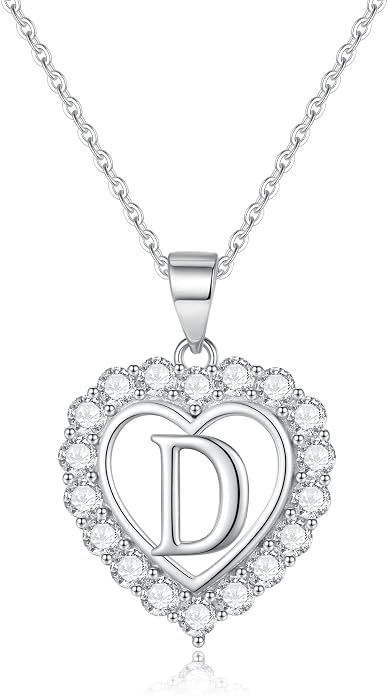 Infinity Heart Necklaces for Women, S925 Sterling Silver Initial Necklace Womens Jewelry Mothers Day Gifts Girls Valentines Gifts for Her Christmas Birthday Gifts for Women Mom Wife Girlfriend