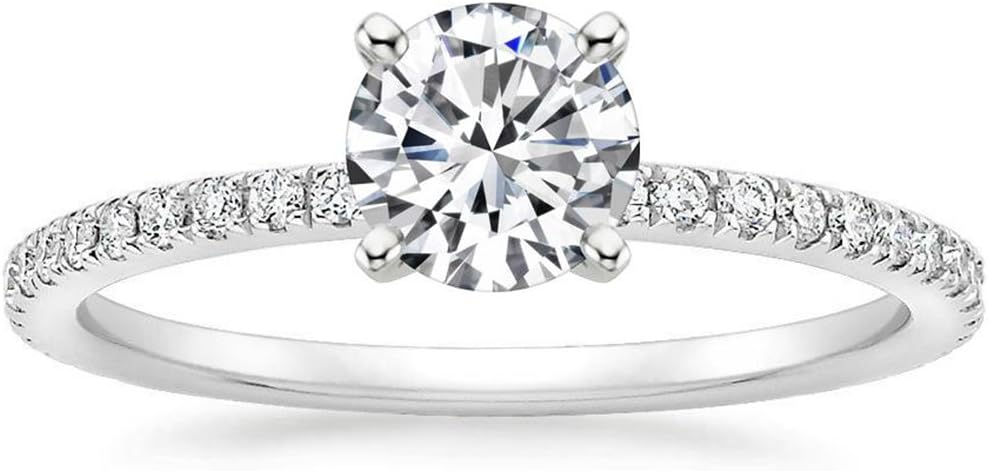 LEMON GRASS 1 Ct Halo Solitaire Cubic Zirconia Promise Engagement Ring 925 Sterling Silver Ring Sizes 3.5-9.5