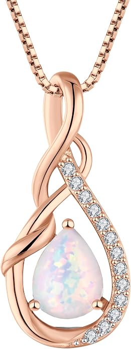 STARCHENIE Infinity Teardrop Pendant Necklace for Women 925 Sterling Silver Birthstone Jewelry