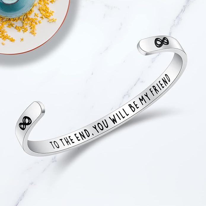 TONY & SANDY Inspirational Bracelets for Women Teen Girls Personalized Gifts for Daughter Granddaughter Mom Sister Friends Stainless Steel Engraved Cuff Birthday Easter Christmas