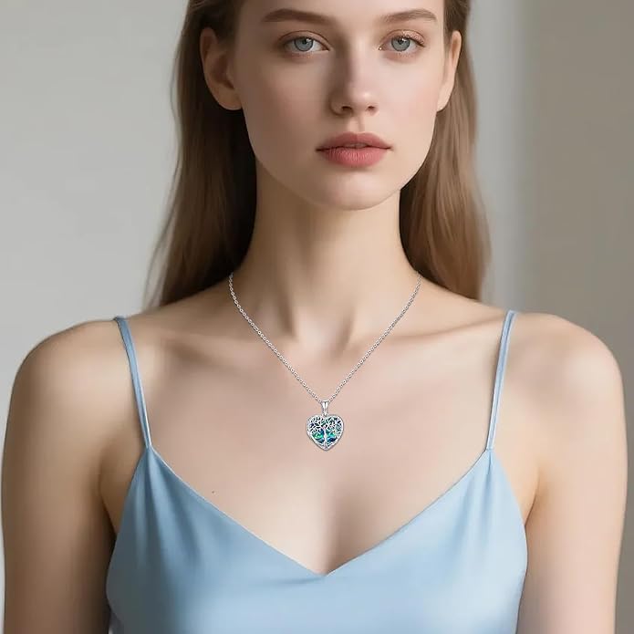 Odinstone Tree of Life Necklace, Sterling Silver Pendant for Women Family Tree Necklaces Jewelry for Mom/Wife/Grandma(With Fine Gift Box)