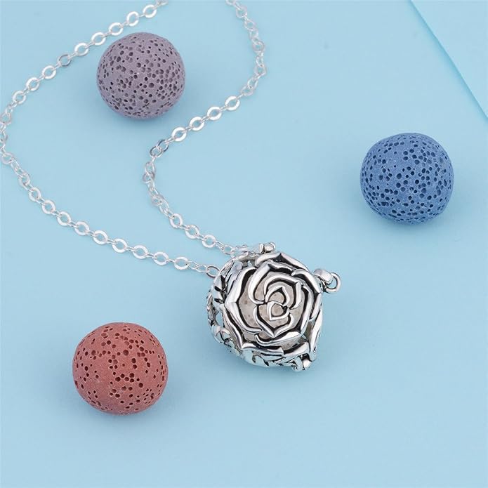 INFUSEU Aromatherapy Necklaces for Women Essential Oil Diffuser Jewelry with 7 Lava Stones, Fun Gifts for Relaxation and Stress Relief