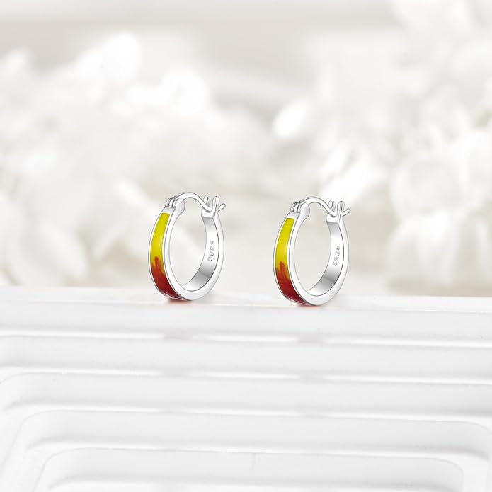 Sterling Silver Hoop Earrings Small Hoop Sun/Leaf/Triangle Huggie Earrings for Women Hypoallergenic