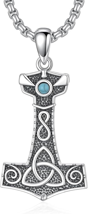 LEECCl Men's Necklaces 925 Sterling Silver Thors Hammer/Cross of Thorns/Bible/St. Michael Gothic pendant Religious Jewelry for Men Father