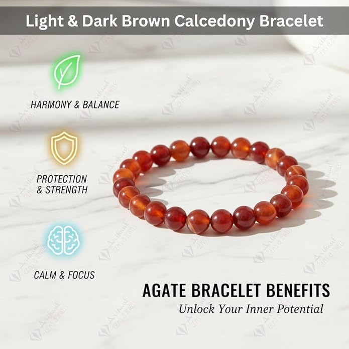 Arihant Gems And Jewels Reiki/Yoga Healing Crystal Stretchable Bracelet,100% Natural And Certified, Astrological Gemstone, Unisex Both For Men & Women - (8 Mm)