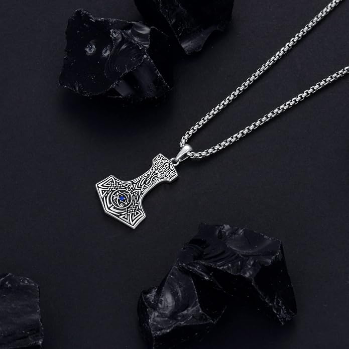 Thors Hammer Necklace 925 Sterling Silver Viking Mjolnir Pendant Mjolnir Jewelry for Men Women