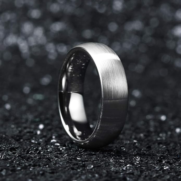 King Will Wedding Band for Men Women, 2/4/6/7/8mm Domed Matte Brushed Tungsten Carbide Rings, Solid/Dual Color Engagement Rings, Comfort Fit