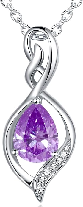 Infinity Birthstone Necklace for Women 925 Sterling Silver Dainty Infinity Pendant Jewelry Birthday Mothers Day Gifts for Mom Women Wife
