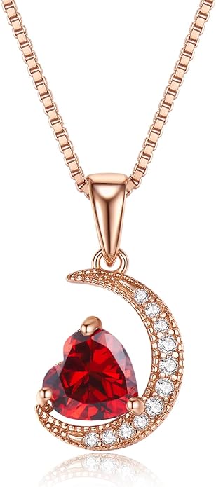 new spring White Gold Moon Pendant Sterling Silver Heart Shaped Moon Pendant Necklace for Women Jewelry Gifts for Mother's Day,Birthday and Anniversary Festivals