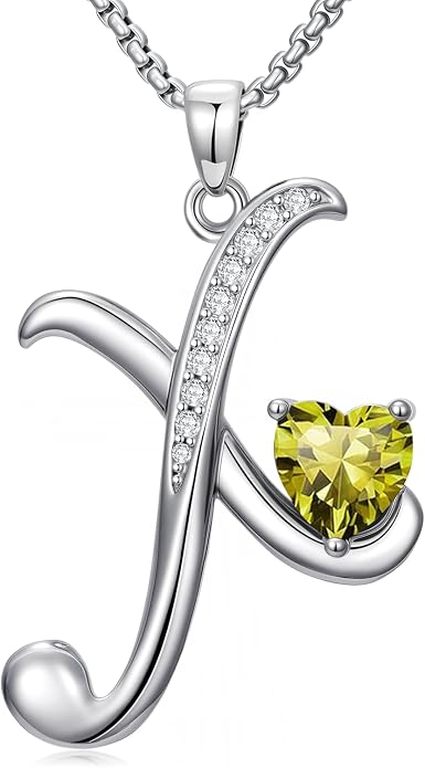 Birthday Gifts for Women Alphabet A to Z Initial Birthstone Pendant Necklaces for Women - 18k White Gold Plated Personalized Name Jewelry Anniversary Graduation Gifts for Wife Her Daughter Girlfriend(with Gift Box)
