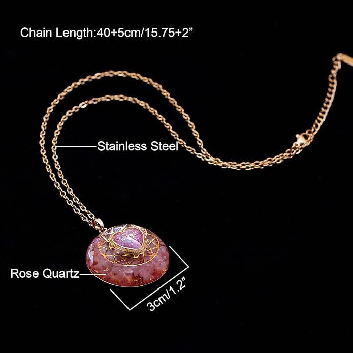 Day Day Up Orgone Pendant Heart Energy Necklace - Healing Crystal Necklaces For Women With Reiki Quartz Gemstones - Fashion Jewelry