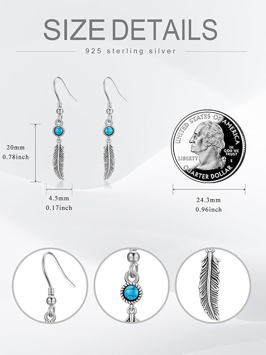 Dorunmo 925 Sterling Silver Western Dangle Earrings for Women Bohemian Earrings Hypoallergenic Christmas Jewelry Gifts for Women