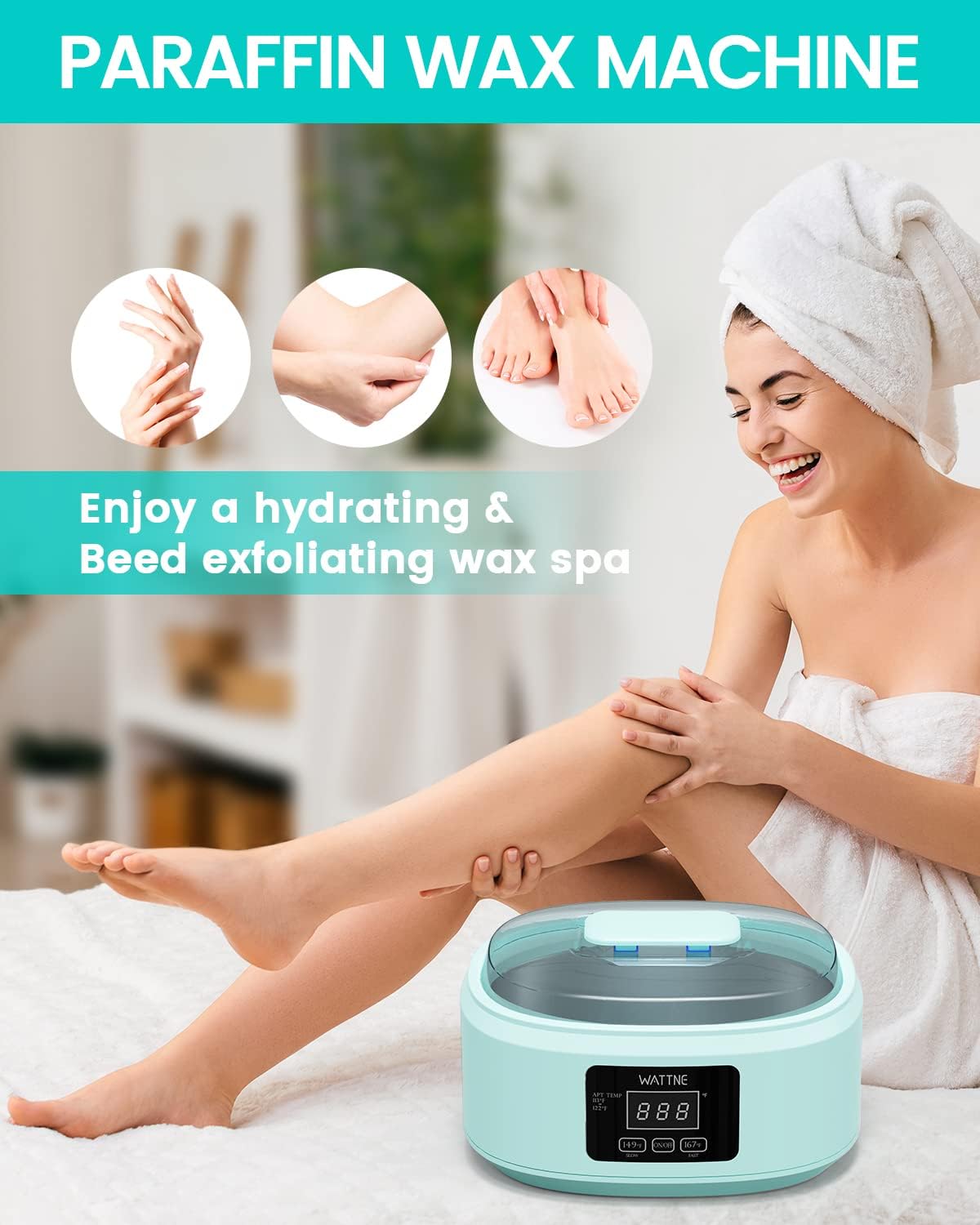 Paraffin Wax Machine for Hand and Feet -Paraffin Wax Warmer Moisturizing Kit Auto-time and Keep Warm Paraffin Hand Wax Machine for Arthritis(Green)