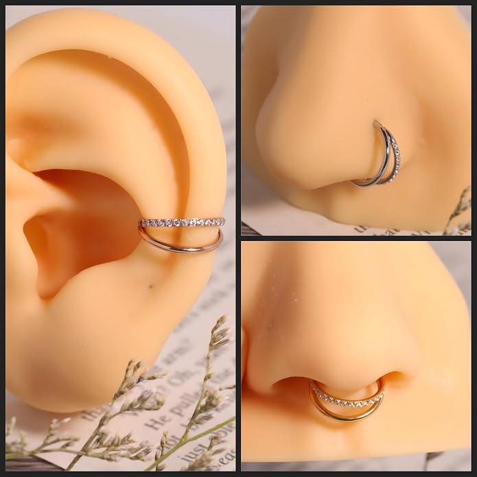 316L Surgical Steel Septum Clicker Ring Nose Ring Hoop Sleeper Hoop Earring Helix Rook Conch Cartilage Daith Tragus Earrings Lobe Nose Piercing Jewelry for Women