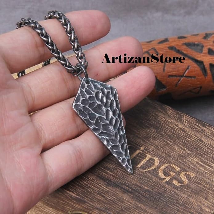 ARTIZANSTORE Medieval Iron Hand Forged Viking Jewelry Pendant Gift for Men Wearable Pendant Viking Necklace Handmade Halloween Costume