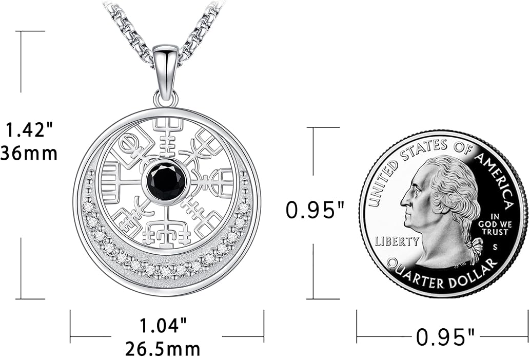 Eusense Viking Necklace for Men Women 925 Sterling Silver Pendant Thors Hammer/Norse Runes/Odin's Ravens/Wolf/Dragon/Snake/Yggdrasil/Freya/Helm of Awe/Valknut/Triskelion/Axe/Shield Viking Jewelry