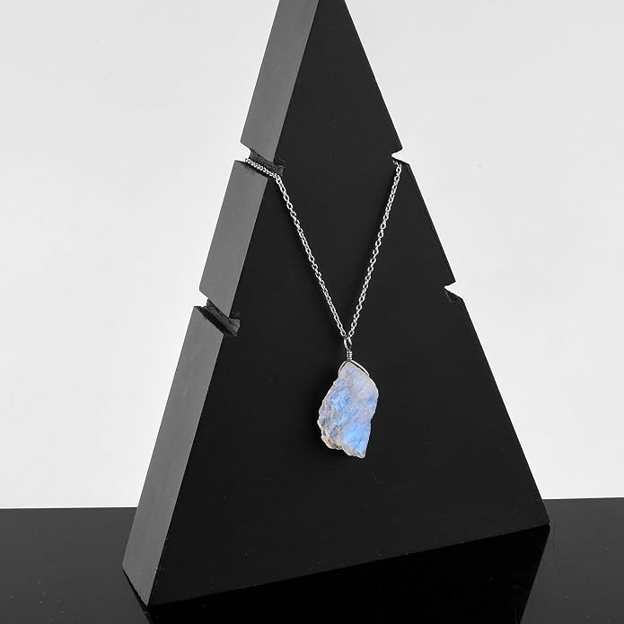 Raw Multi Gemstone Pendant Necklace for Women, Healing Crystal Chakra Stone Birthstone, 925 Sterling Silver Birthday Christmas Gifts for Her