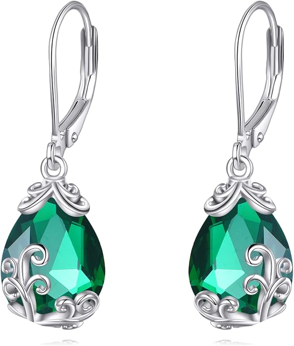 POPLYKE Celtic Filigree Teardrop Drop Dangle Earrings Sterling Silver Leverback Earrings Jewelry for Women