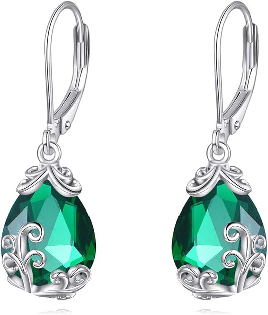 POPLYKE Celtic Filigree Teardrop Drop Dangle Earrings Sterling Silver Leverback Earrings Jewelry for Women
