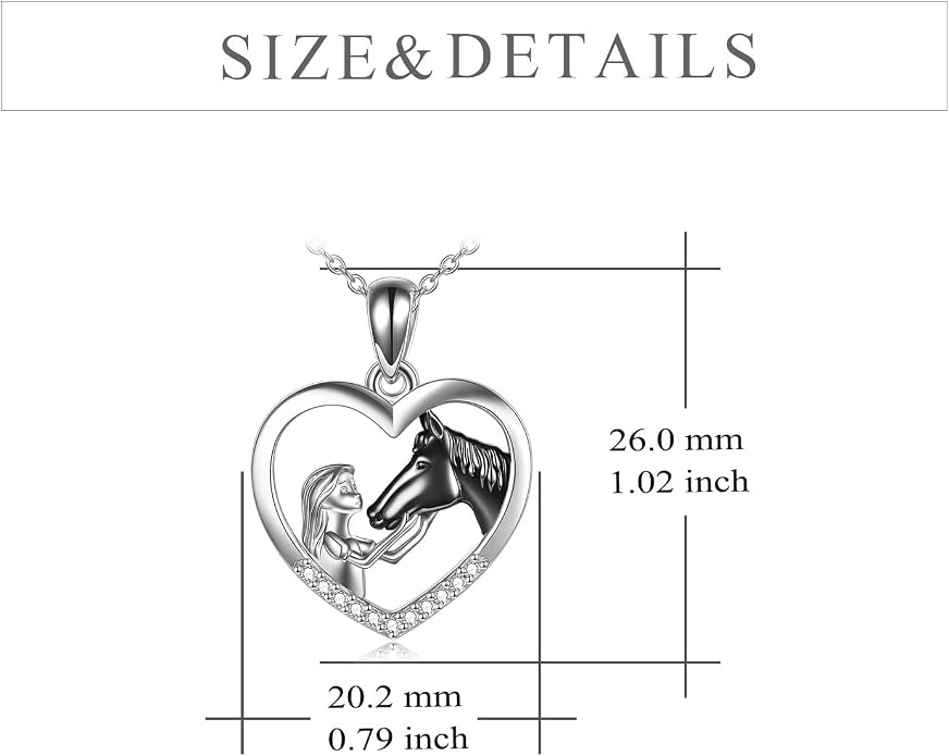 YFN Horse Pendant Necklace Sterling Silver Women with Horse Gift for Women