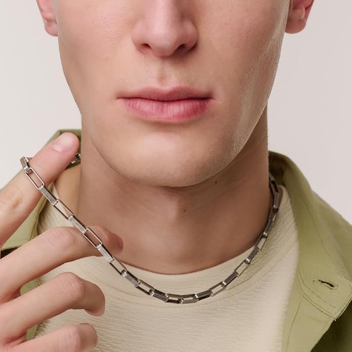 Custom Sterling Silver Men Name Necklace - Up to 6 Inscriptions - Stainless Steel, Gold or Gold Vermeil Plated - Meaningful Father's Day Gift for Him, Husband