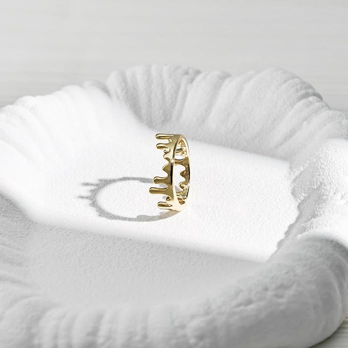 Gold&Silver Lava Adjustable Rings for Women, Crown Rings Dainty Cute Statement Stackable Jewelry Gift