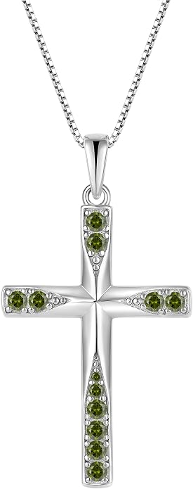 Cross Necklace for Women Birthstone Necklace for Women 925 Sterling Silver