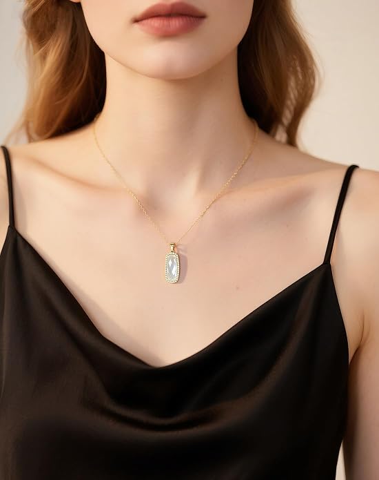 Natural Gemstone New Beginnings Birthday Graduation Gifts 925 Silver Jewelry Plated with 18K Gold Protection Necklace for Women