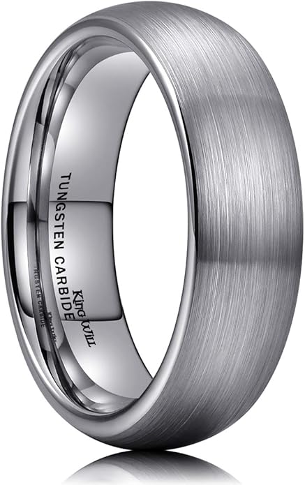 King Will Wedding Band for Men Women, 2/4/6/7/8mm Domed Matte Brushed Tungsten Carbide Rings, Solid/Dual Color Engagement Rings, Comfort Fit