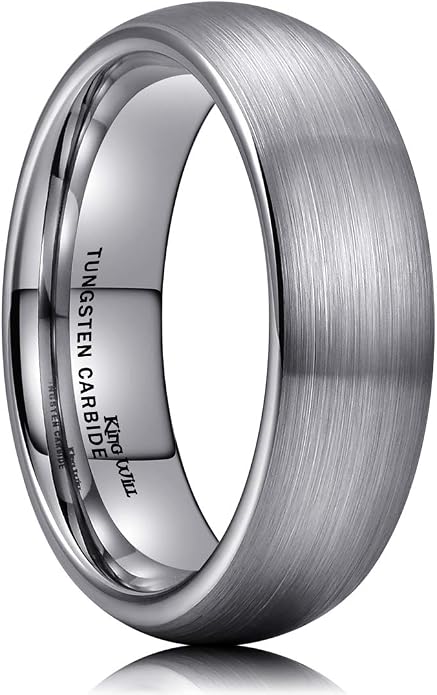 King Will Wedding Band for Men Women, 2/4/6/7/8mm Domed Matte Brushed Tungsten Carbide Rings, Solid/Dual Color Engagement Rings, Comfort Fit