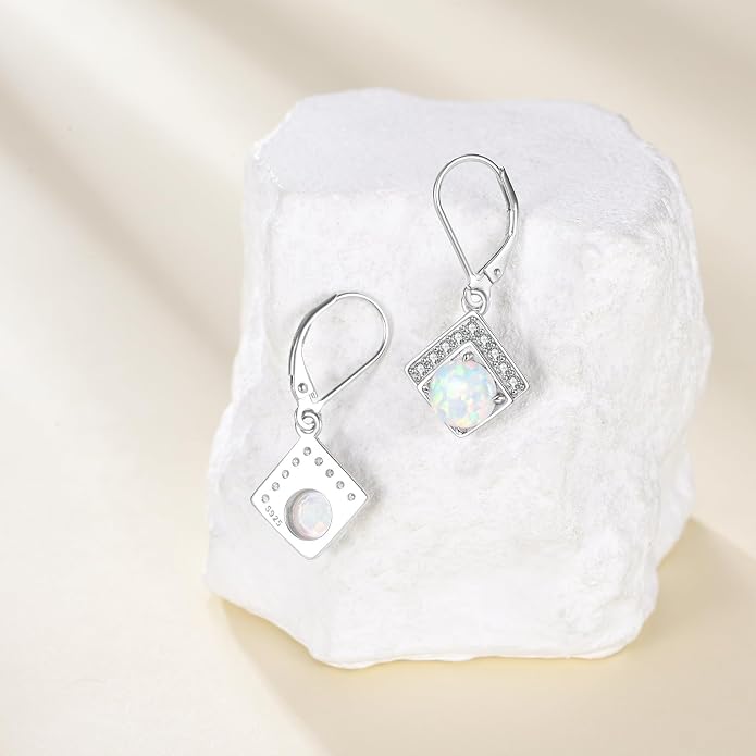 AOBOCO Teardrop Dangle Earrings for Women 925 Sterling Silver Moonstone Flower Filigree Leverback Jewelry Birthday