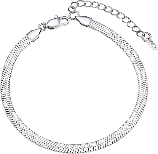 GoldChic Adjustbale Link Chain Anklet for Women Summer Jewelry, 316L Stainless Steel Figaro/Wheat/Twist Rope/Cuban Foot Bracelet-Waterproof, Resizable 9"-12" (Gift Box Included)
